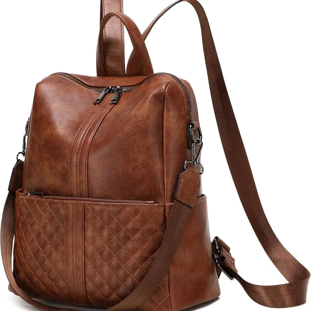 Vegan Leather Backpack Purse for Women Medium Travel Office Fashion